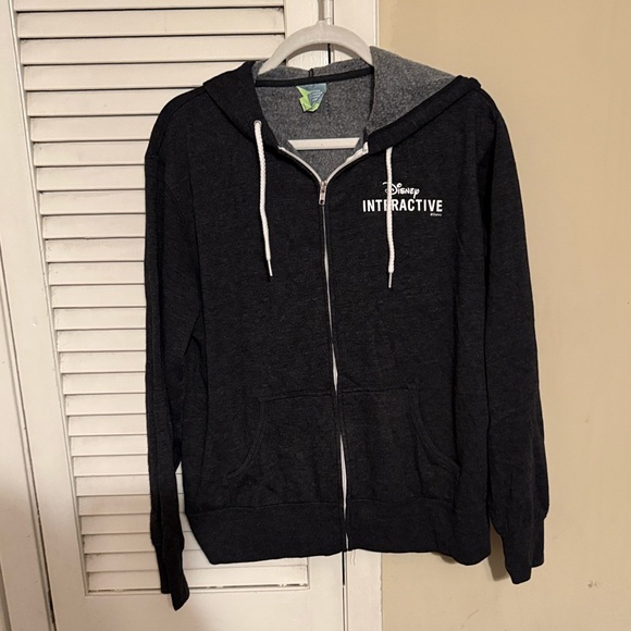 Vintage Disney Interactive Men's Charcoal Hoodie with Mickey on the Back - Picture 3 of 3